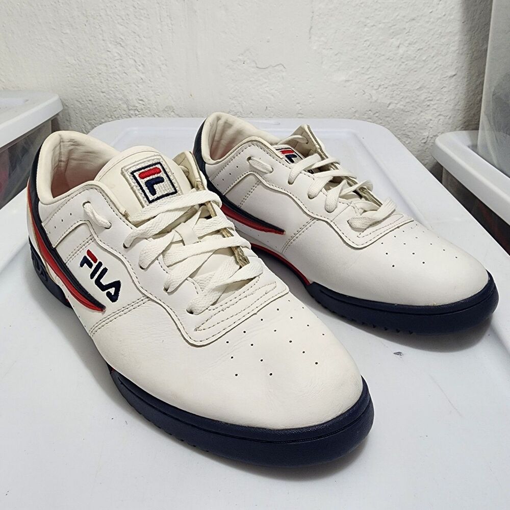 Vintage 90s Fila Original Fitness Sneakers Mens 11 Leather Low Top Lace-up White